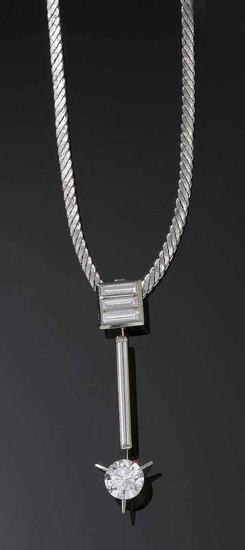 Appraisal: DIAMOND NECKLACE BALTENSPERGER ca White gold Fancy clip pendant set