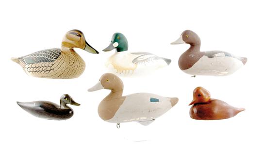 Appraisal: Collection of duck decoys golden eye drake decoy attributed to