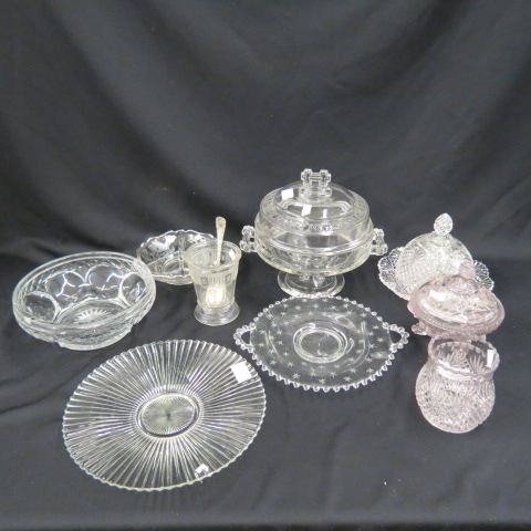 Appraisal: pcs Estate Glassware Lot pattern glass covered compote butter dish