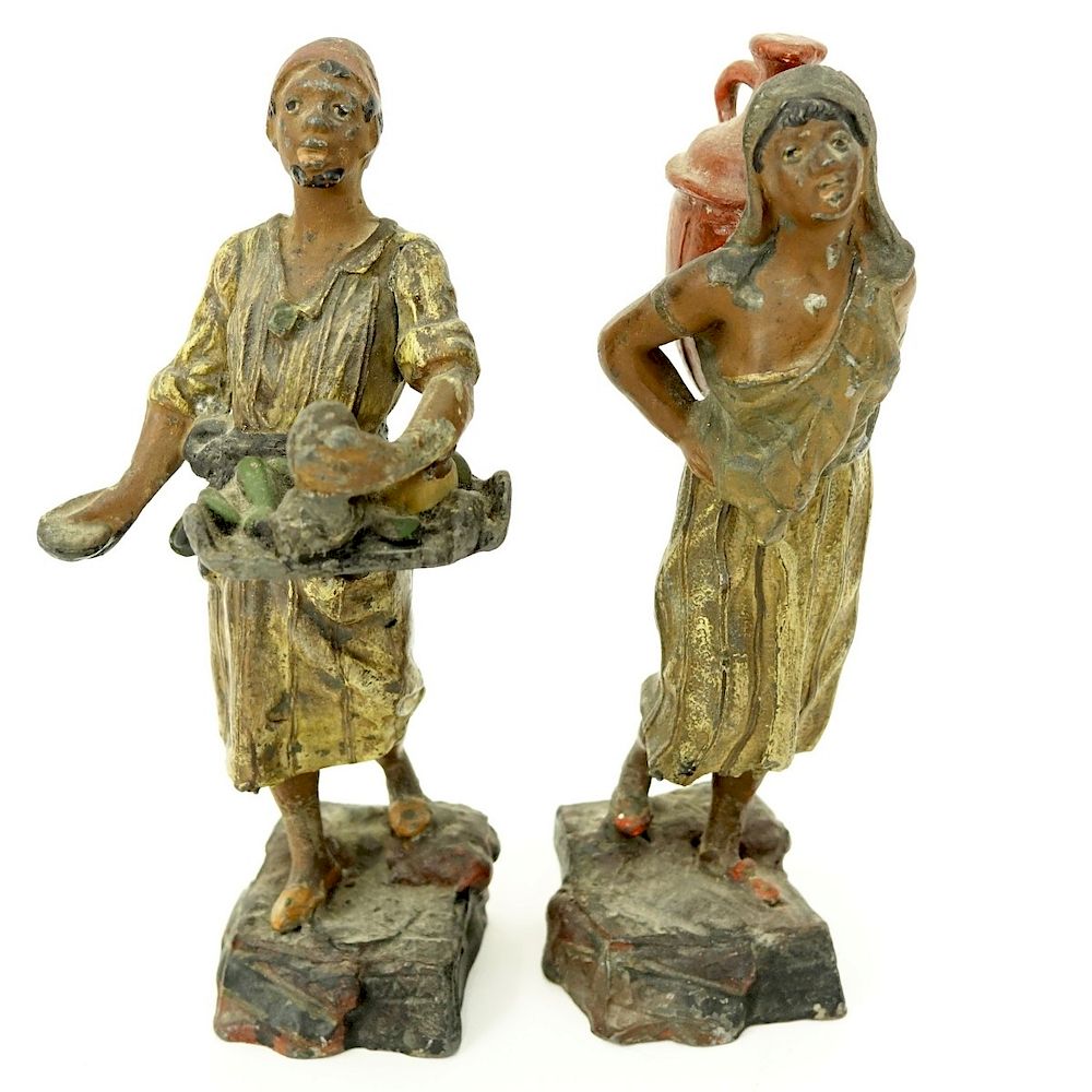 Appraisal: Pair of French Polychrome Spelter Figures Pair of French Polychrome