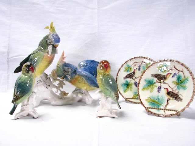 Appraisal: Group of Porcelain Birds and Plates including large grouping depicting