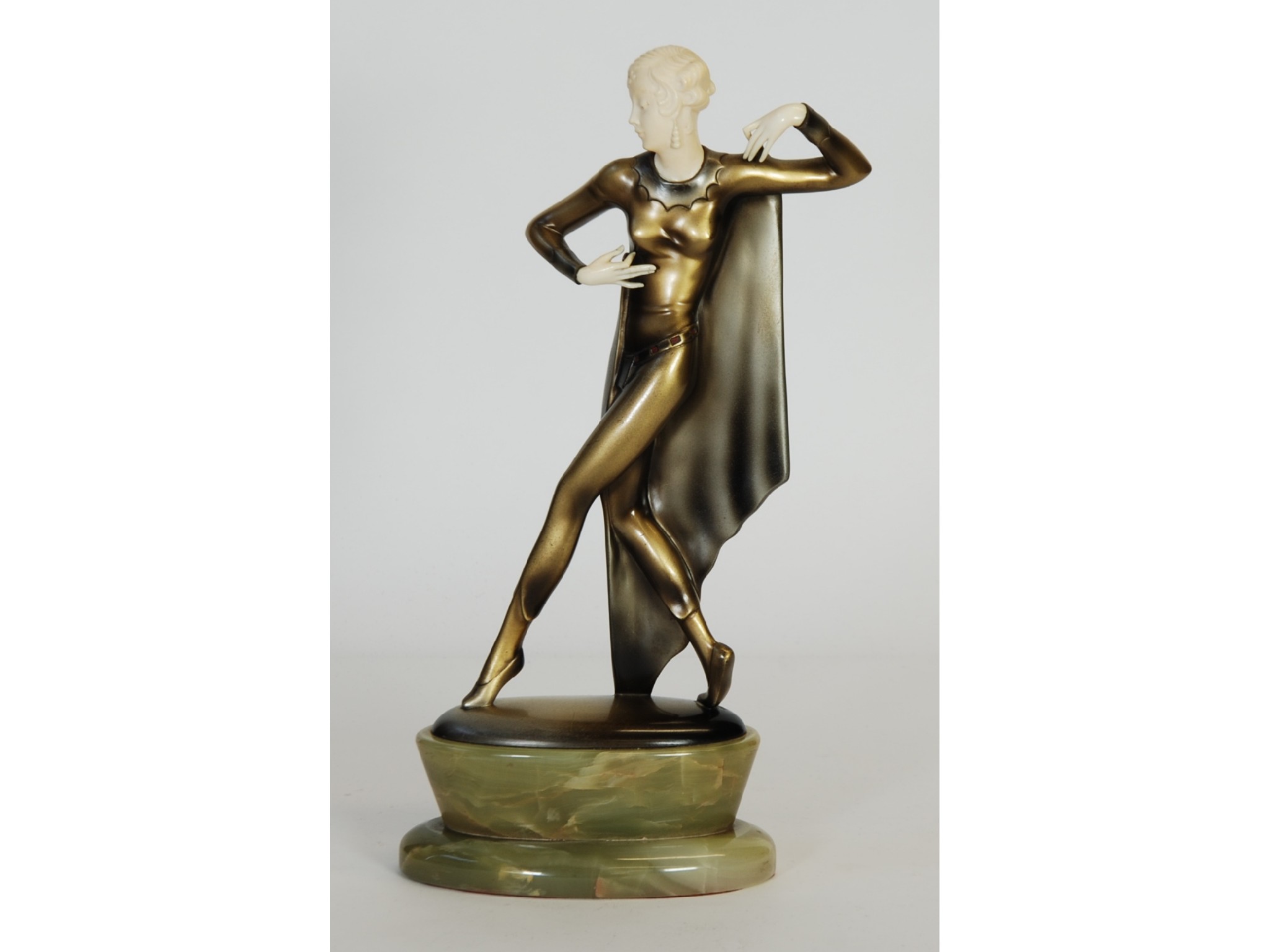 Appraisal: JOSEF LORENZL - ART DECO GILT BRONZE AND IVORY FEMALE