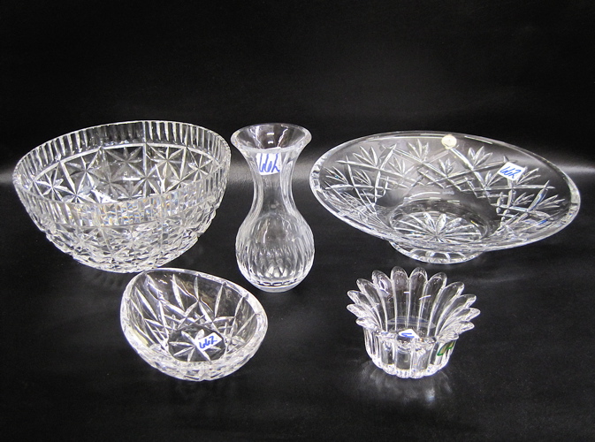 Appraisal: FIVE PIECES WATERFORD CRYSTAL two bowls D and D a