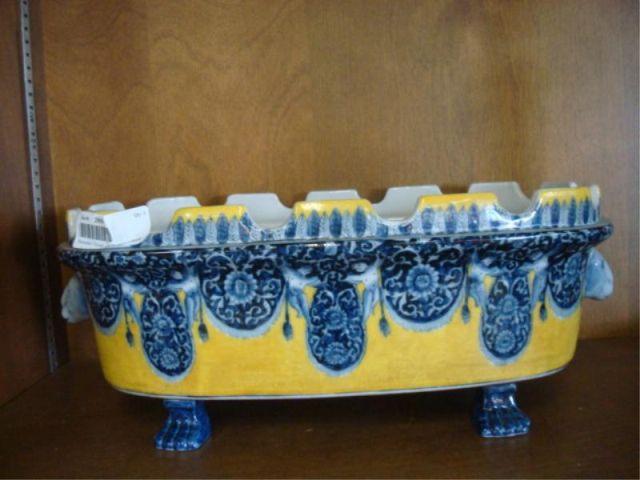 Appraisal: Porcelain Footed and Decorated Planter Possibly Asian From a Yorktown