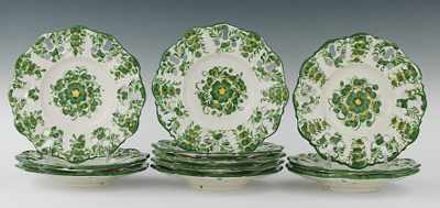 Appraisal: Eleven Reticulated Majolica Dessert Plates Apprx - D molded shape