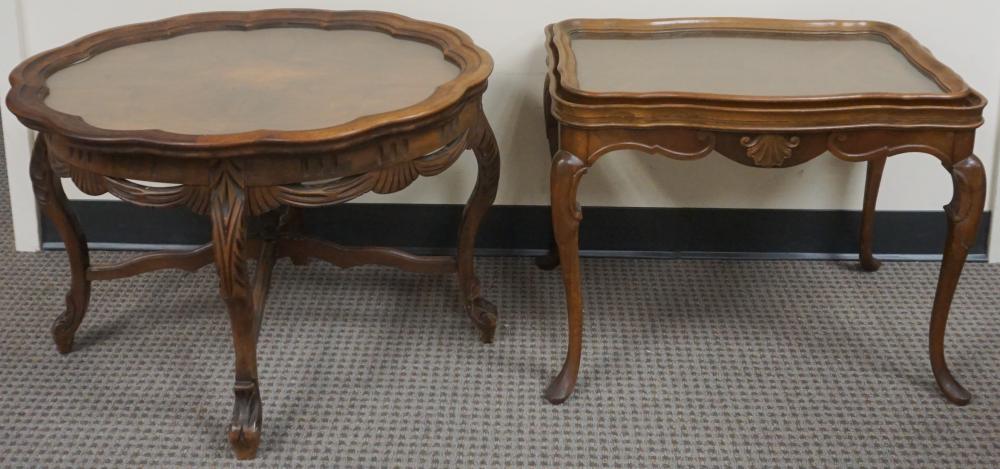 Appraisal: Rococo Style Fruitwood and Glass Tray Top Side Table and