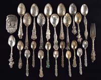 Appraisal: ASSORTMENT OF SPOONS FORK AND PIN An exceptional variety of