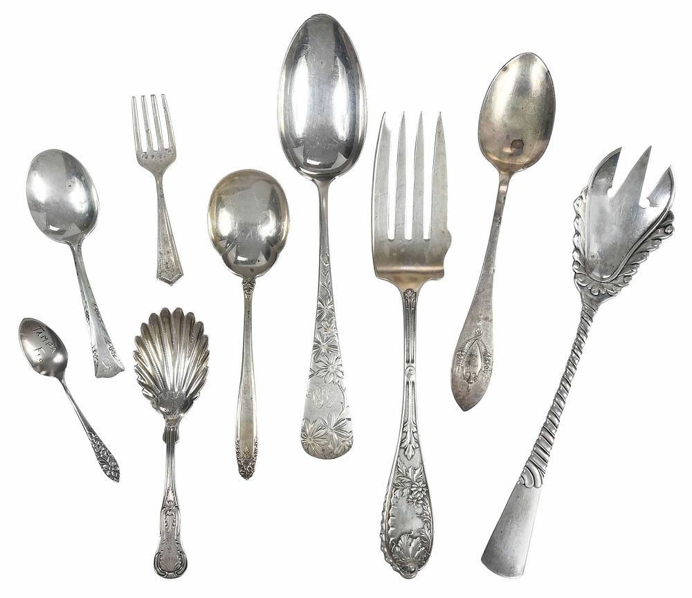 Appraisal: Group of Assorted Sterling Flatware Pieces American th century pieces