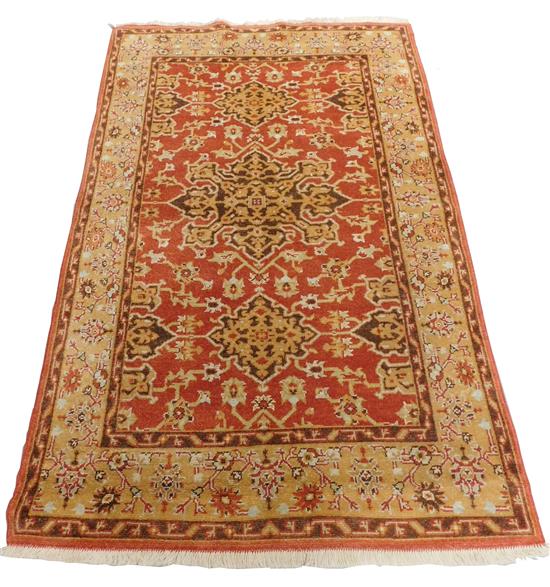 Appraisal: RUG Turkish Sivas terracotta field ensconced in wheat primary border