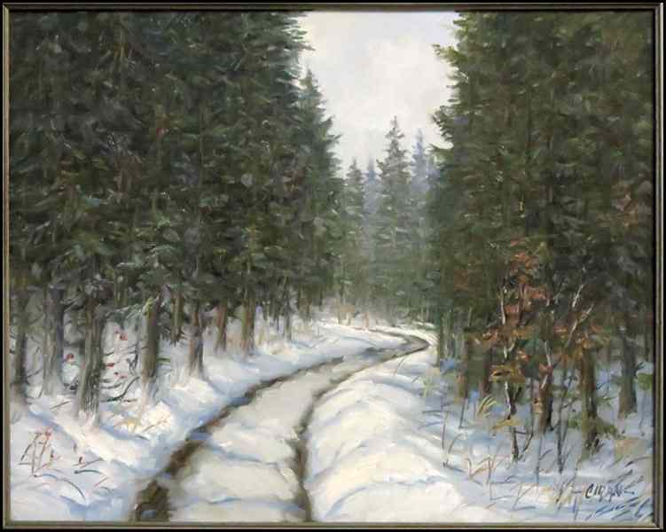 Appraisal: DUSAN CIRAN B PATH THROUGH WINTER LANDSCAPE Oil on canvas