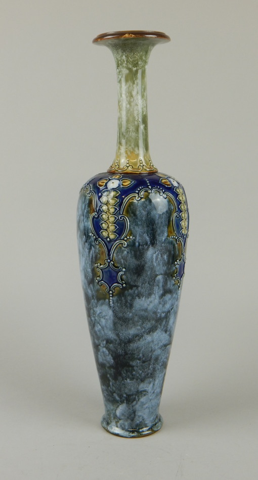 Appraisal: A late thC Doulton Lambeth stoneware vase with a slender