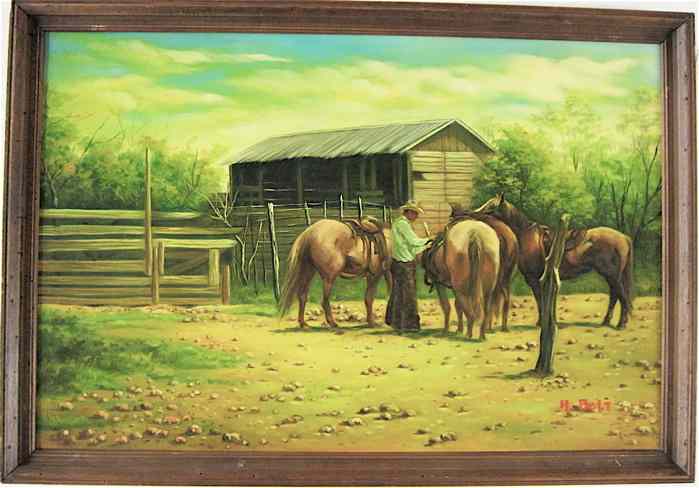 Appraisal: H BOLT OIL ON CANVAS American th century Cowboy at