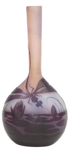 Appraisal: French cameo glass bottle-form bud vase Emile Galle Nancy France