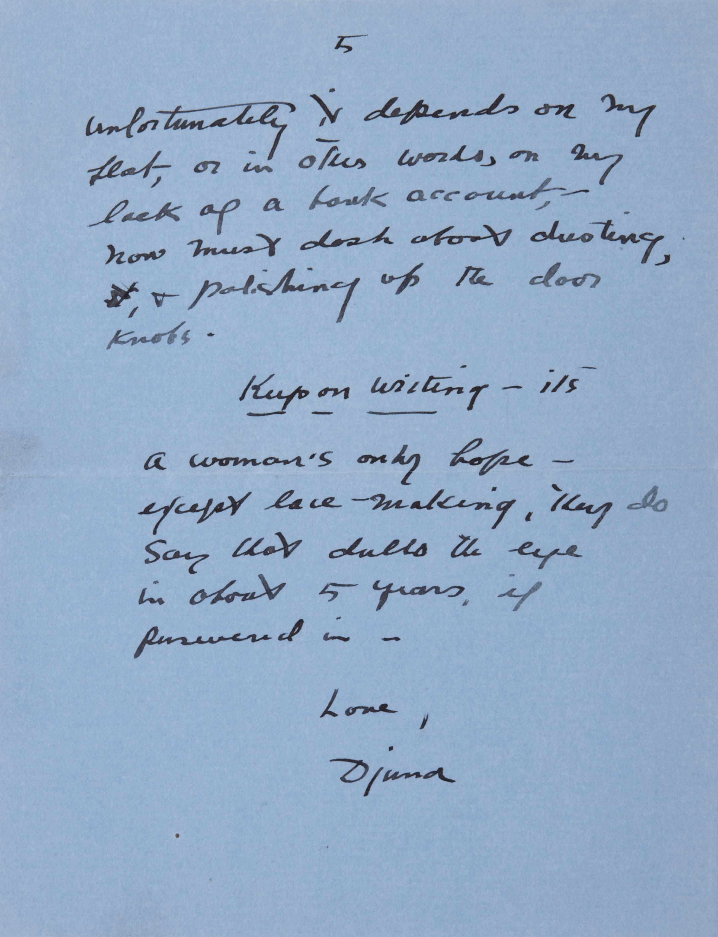 Appraisal: BARNES DJUNA - Autograph Letter Signed ''Djuna'' pp vo Paris