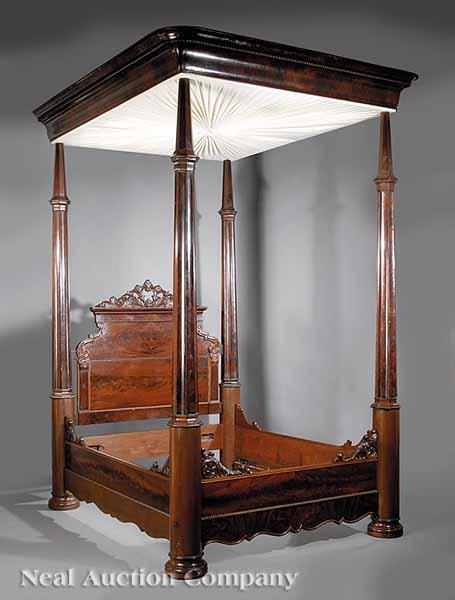 Appraisal: A Fine American Rococo Carved Mahogany Tester Bed mid- th