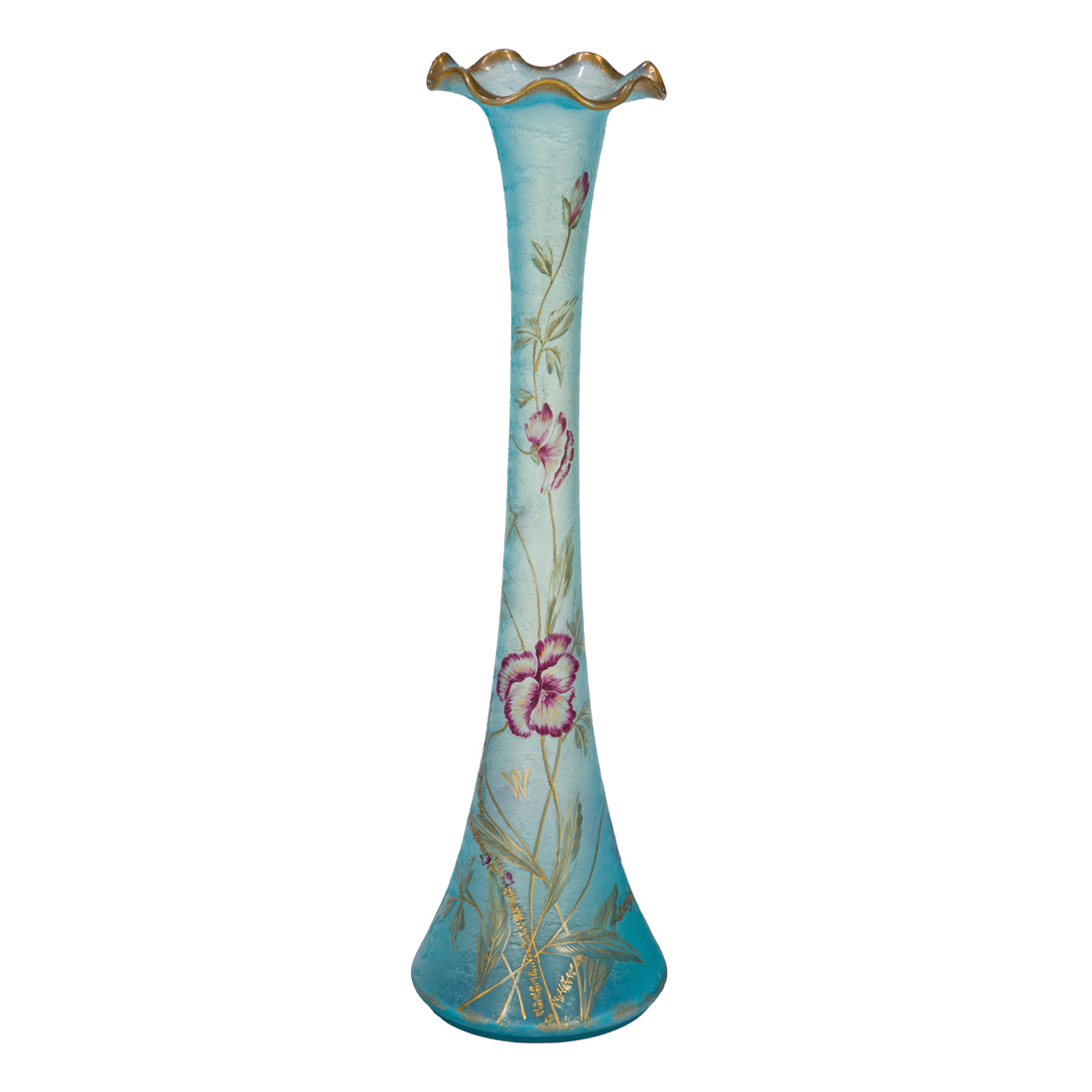 Appraisal: AN ART NOUVEAU CUT AND ENAMELED GLASS VASE PROBABLY PHILLIP