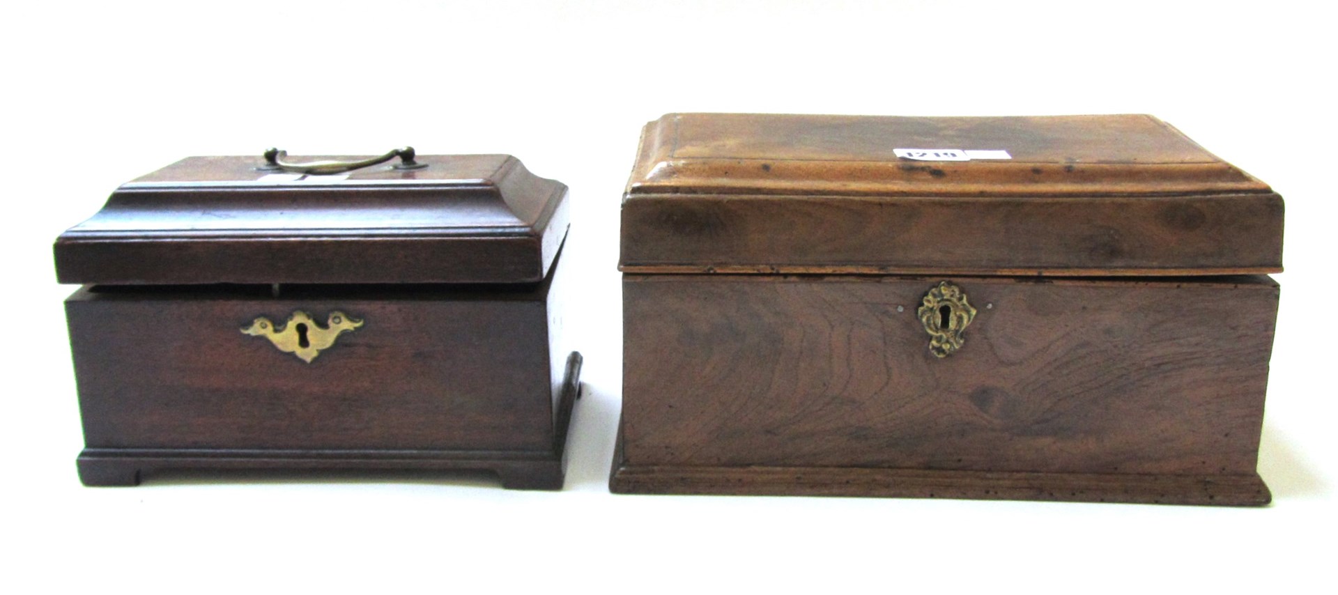 Appraisal: A George II elm tea caddy cm wide and a