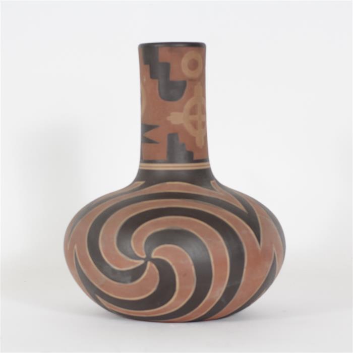 Appraisal: Clifton Native American Indian polychrome pottery vase Mississippi Terra cotta