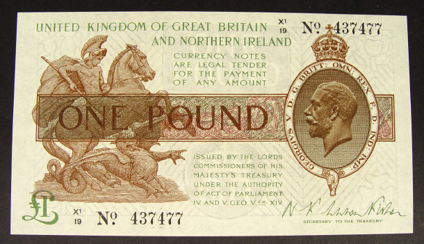 Appraisal: United Kingdom and Northern Ireland one pound note signed Kishen