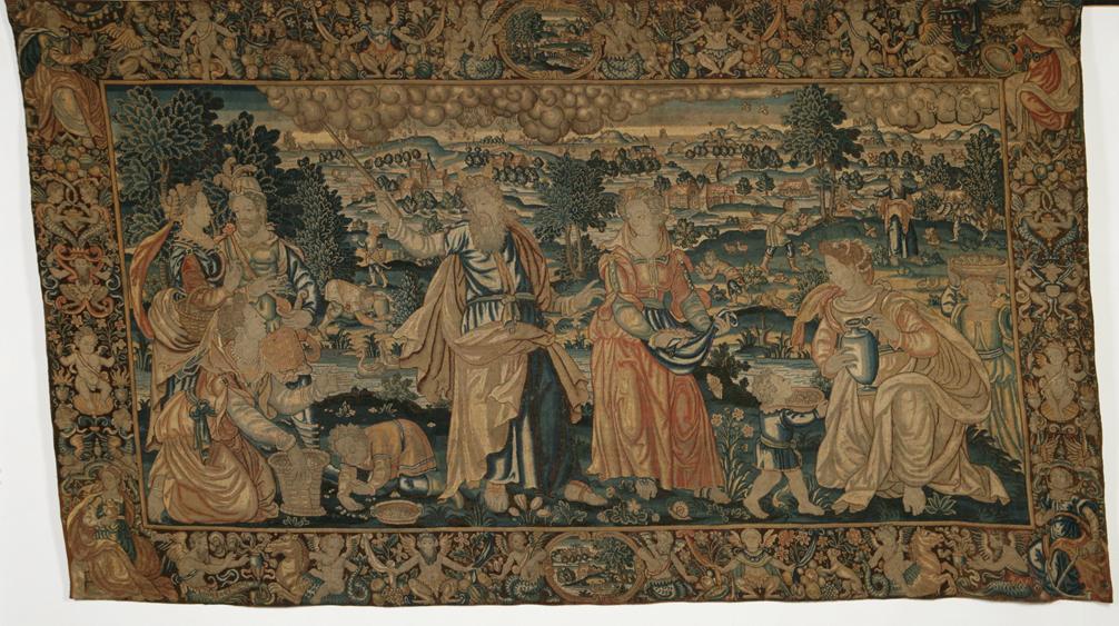 Appraisal: AN IMPORTANT RENAISSANCE NEEDLEWORK WALL HANGING depicting the children of