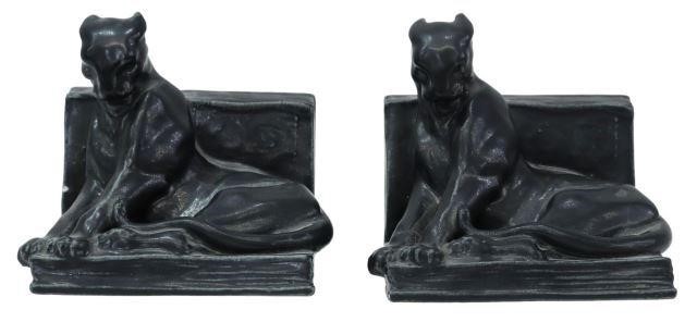 Appraisal: pair American Arts and Crafts pottery panther bookends Rookwood Pottery