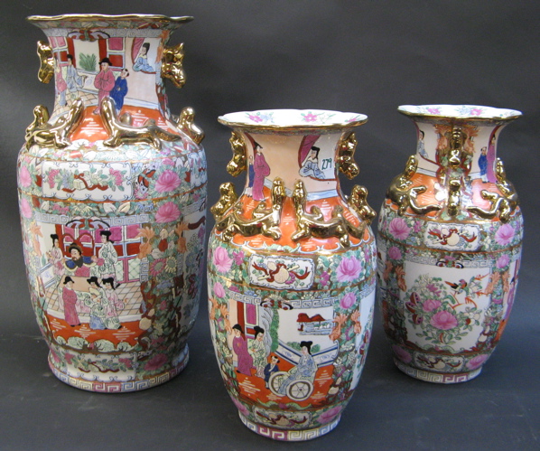 Appraisal: THREE CHINESE PORCELAIN GLAZED VASES a large floor vase and