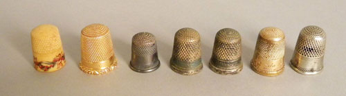 Appraisal: K gold thimble together with six other examples