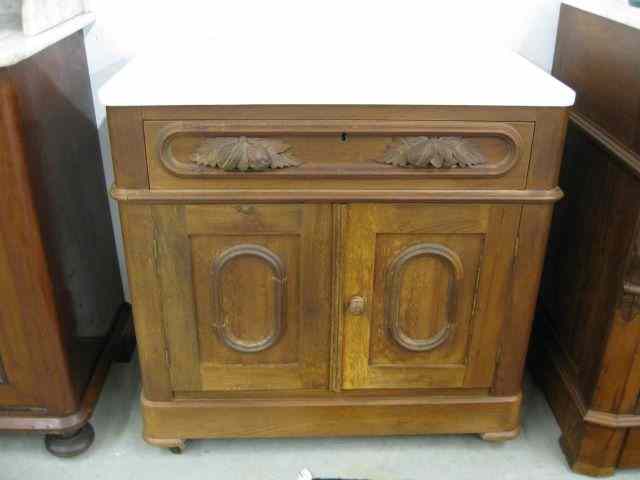 Appraisal: Victorian Marble Top Washstand carved pulls on single drawer over