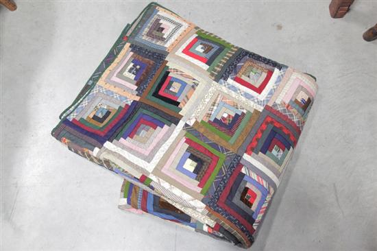 Appraisal: LOG CABIN QUILT Pieced with a dynamic assortment of polychrome