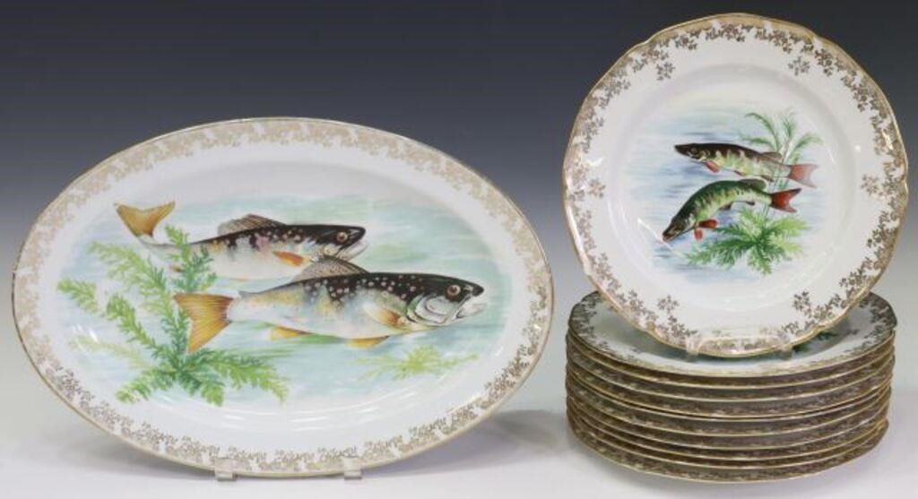 Appraisal: lot of French Limoges porcelain fish service assembled including serving