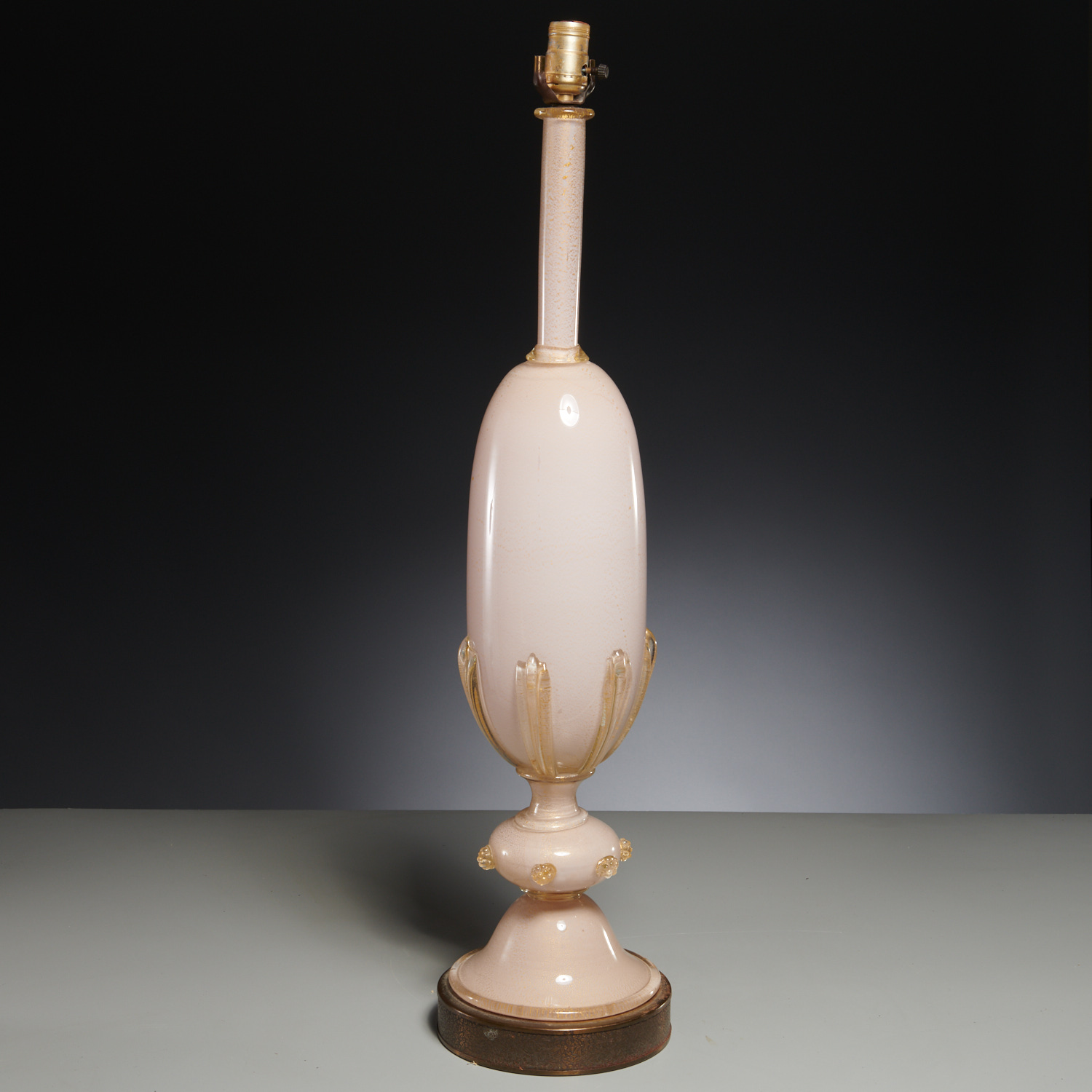 Appraisal: BAROVIER TOSO TALL AVENTURINE TABLE LAMP c Italy blown and