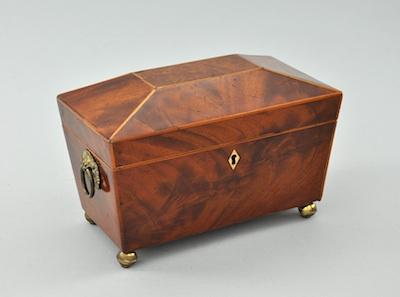 Appraisal: A George III Tea Caddy With as coffered hinged lid