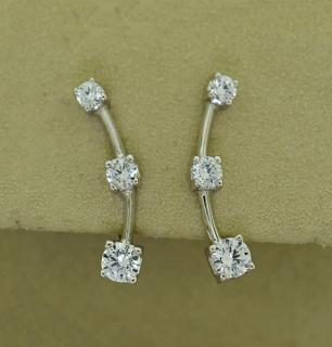 Appraisal: k Diamond Earrings k white gold three stone diamond earrings