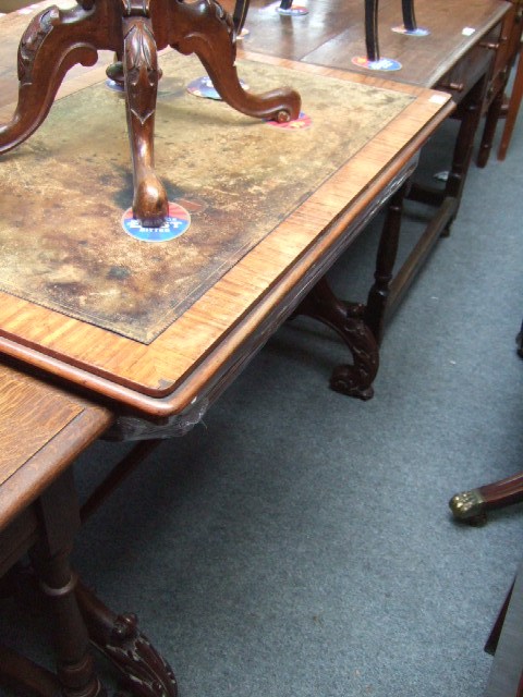 Appraisal: A George IV satinwood writing table with a green gilt