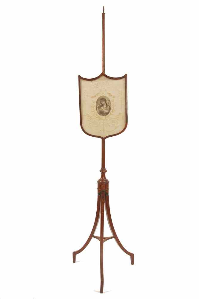 Appraisal: POLE SCREEN - Period Hepplewhite Mahogany Pole Screen with shield