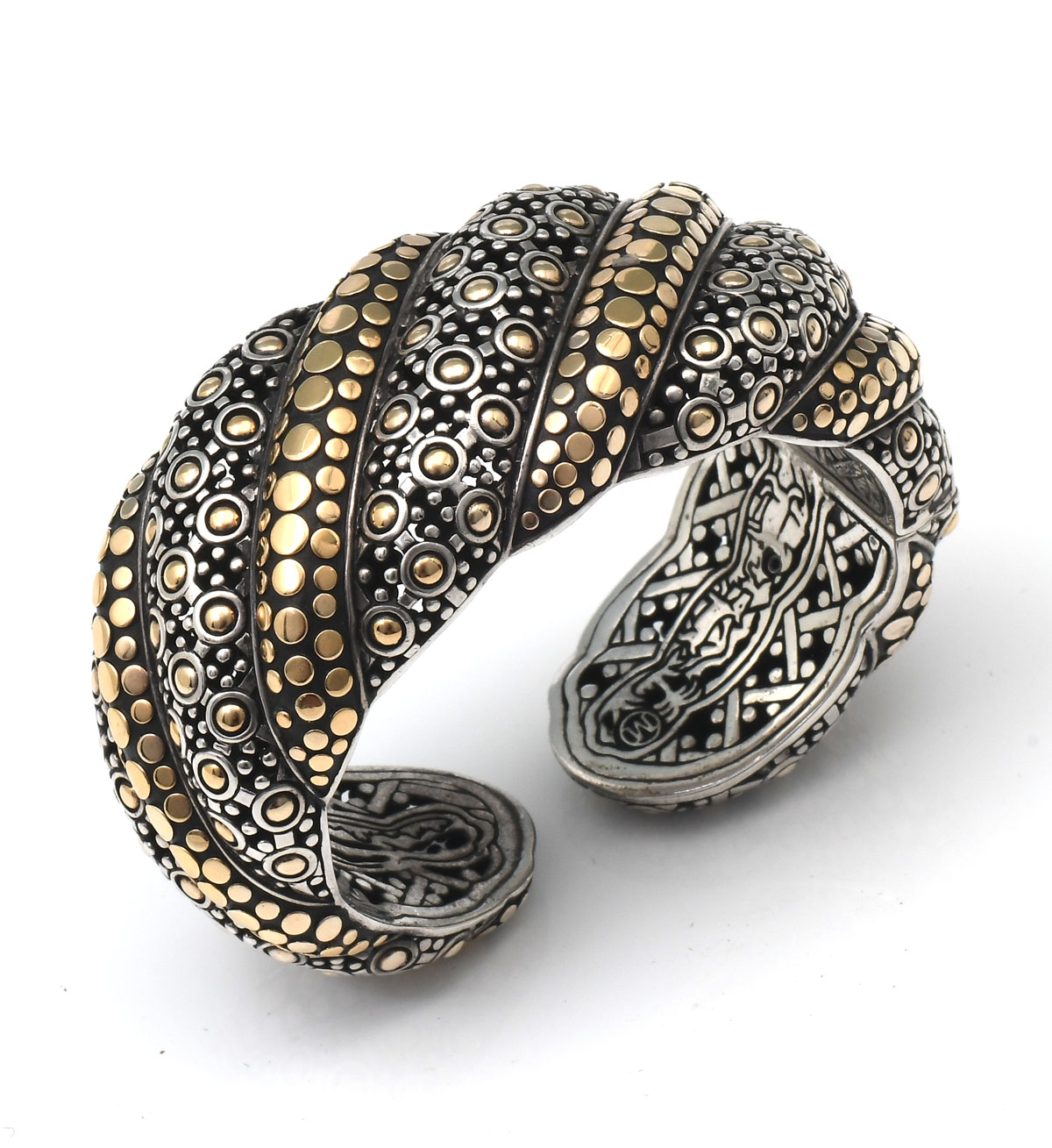 Appraisal: JOHN HARDY STERLING K WIDE DOT BRACELET This hinged cuff