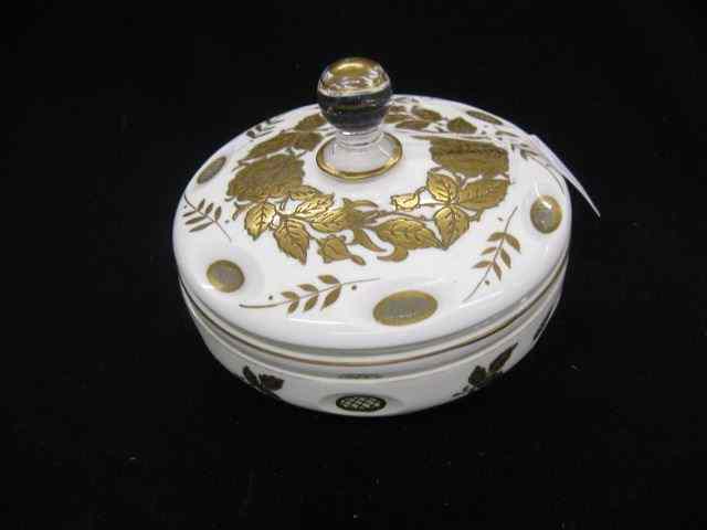 Appraisal: Art Glass Box white cut back to clear elaborate gold