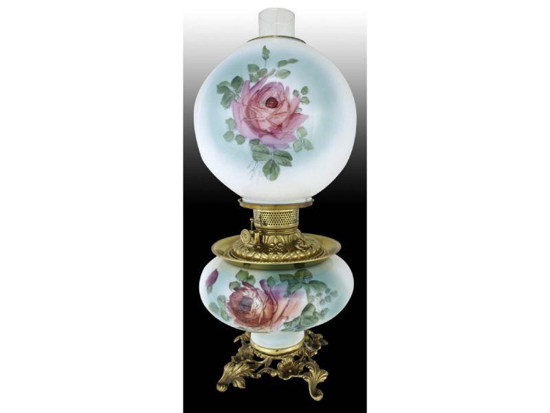 Appraisal: Victorian Gone With The Wind Lamp with Roses Description ''