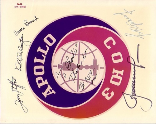 Appraisal: ASTP Emblem A crew signed NASA color print of the