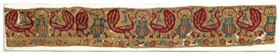 Appraisal: Epirus silk embroidery fragment border fragment with repeating urns flanked