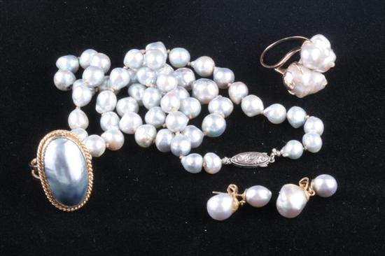 Appraisal: FOUR PIECES SILVER BAROQUE PEARL JEWELRY in matched bead choker