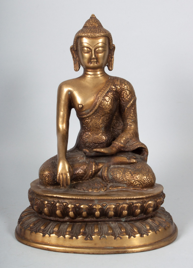 Appraisal: Oriental seated bronze Buddha modeled as traditional pose of Indian