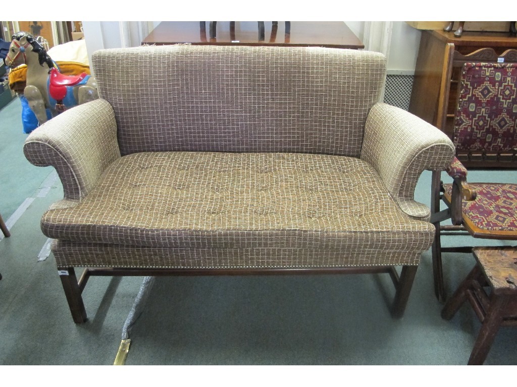 Appraisal: Mahogany framed upholstered two seater settee