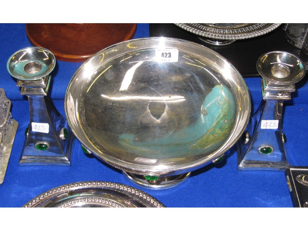 Appraisal: Silver plated bowl and candl