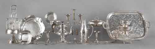 Appraisal: Large group of silver plated tablewares to include Japanesque wine