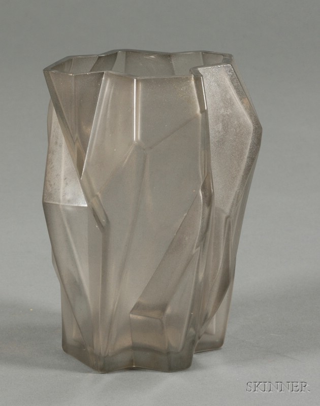 Appraisal: Reuben Haley Rhuba Rhombic Vase Glass United States c Metallic