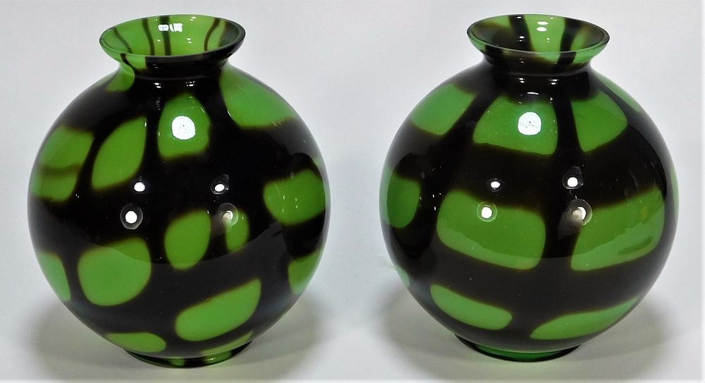 Appraisal: PR Kralik Bohemian Czech Net Art Glass Vases Bohemia Early