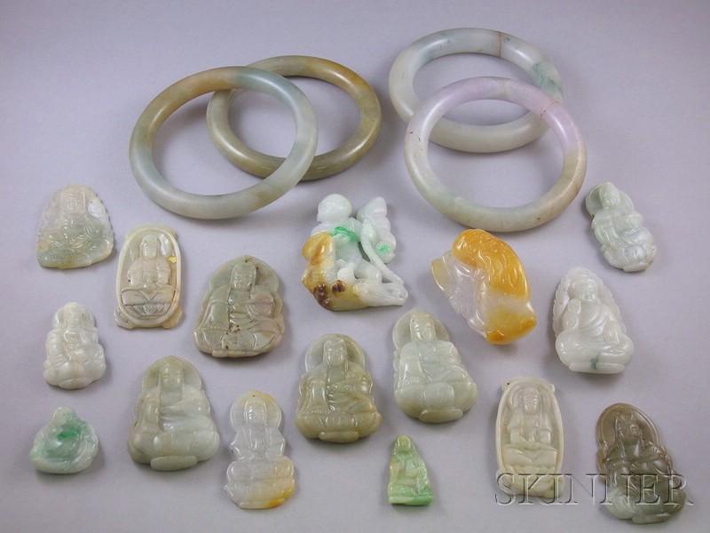 Appraisal: Twenty Carved Jade Pendants and Other Items including a white