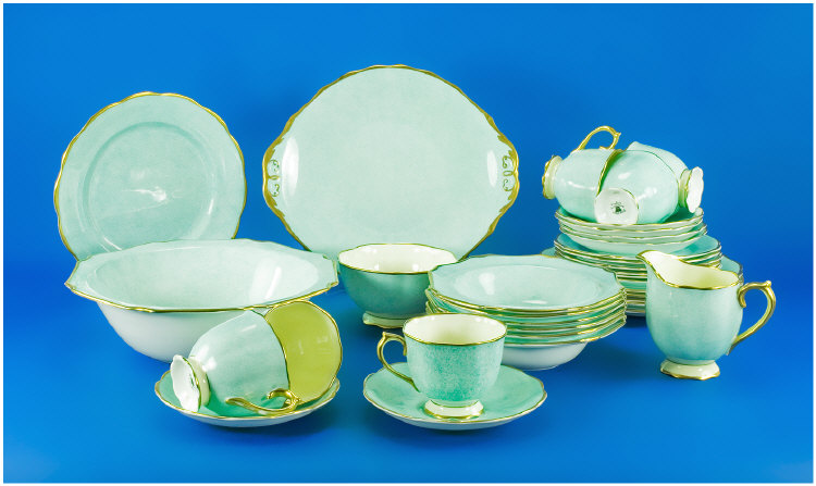 Appraisal: Royal Albert Dinner and Teaset Mottled Duck Egg Blue and