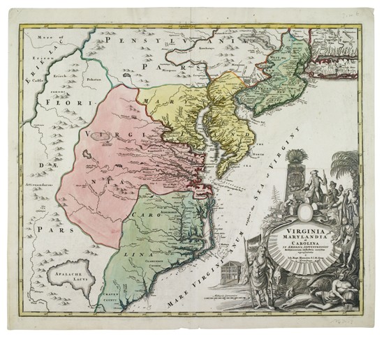 Appraisal: HOMANN JOHANN BAPTIST Virginia Marylandia et Carolina Double-page engraved map